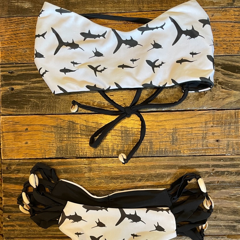 Indie Swim Shark Print Two Piece Bikini Size Small